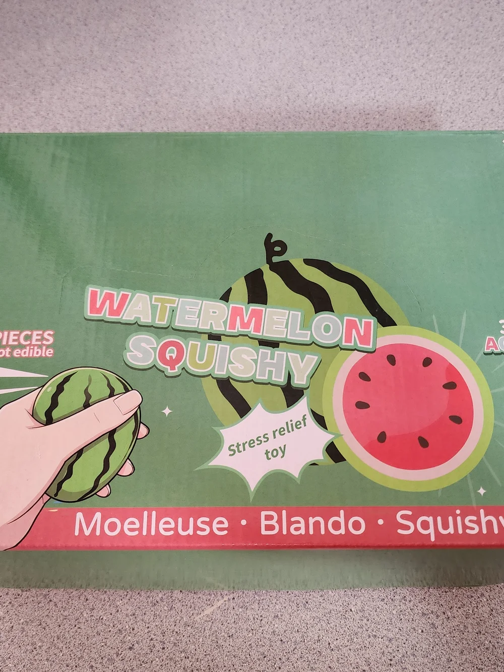 CASE OF 12  Watermelon Squishy Stress Relief Toy 